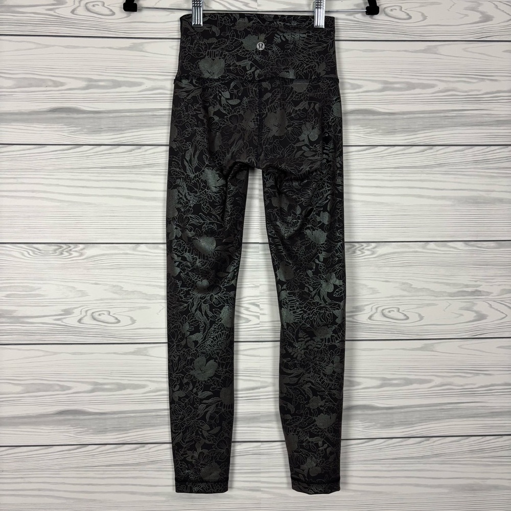 Lululemon Wunder Train High-Rise Tights Flourish Black Iridescent Foil Size 2 - Picture 4 of 10